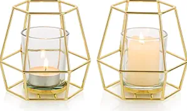 Gold Geometric Candle Holders