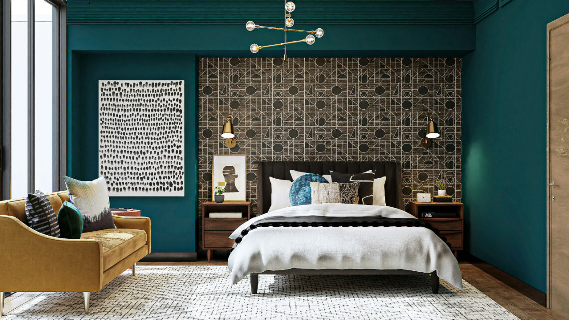 Statement wall in bedroom